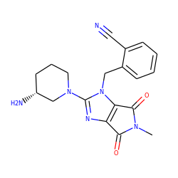 CN1C(=O)c2nc(N3CCC[C@@H](N)C3)n(Cc3ccccc3C#N)c2C1=O ZINC000014953861