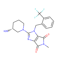 CN1C(=O)c2nc(N3CCC[C@@H](N)C3)n(Cc3ccccc3C(F)(F)F)c2C1=O ZINC000014953886