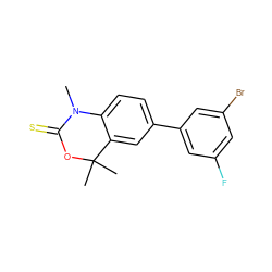 CN1C(=S)OC(C)(C)c2cc(-c3cc(F)cc(Br)c3)ccc21 ZINC000013488881