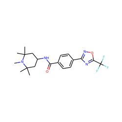 CN1C(C)(C)CC(NC(=O)c2ccc(-c3noc(C(F)(F)F)n3)cc2)CC1(C)C ZINC000143403907