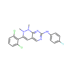 CN1C(c2c(Cl)cccc2Cl)=Cc2cnc(Nc3ccc(F)cc3)nc2N1C ZINC000036187653