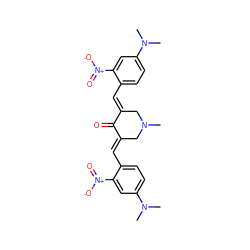 CN1C/C(=C\c2ccc(N(C)C)cc2[N+](=O)[O-])C(=O)/C(=C/c2ccc(N(C)C)cc2[N+](=O)[O-])C1 ZINC000299840676