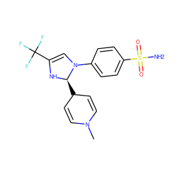 CN1C=CC([C@H]2NC(C(F)(F)F)=CN2c2ccc(S(N)(=O)=O)cc2)C=C1 ZINC001772614151