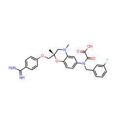 CN1C[C@@](C)(COc2ccc(C(=N)N)cc2)Oc2ccc(N(Cc3cccc(F)c3)C(=O)C(=O)O)cc21 ZINC000049525681