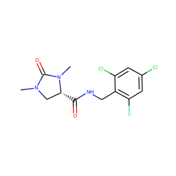 CN1C[C@@H](C(=O)NCc2c(F)cc(Cl)cc2Cl)N(C)C1=O ZINC000095565706