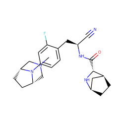 CN1C[C@@H]2CC[C@H](C1)N2c1ccc(C[C@@H](C#N)NC(=O)[C@H]2N[C@@H]3CC[C@H]2C3)c(F)c1 ZINC000219318380