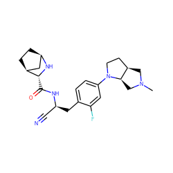 CN1C[C@@H]2CCN(c3ccc(C[C@@H](C#N)NC(=O)[C@H]4N[C@@H]5CC[C@H]4C5)c(F)c3)[C@@H]2C1 ZINC000219325461