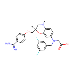 CN1C[C@](C)(COc2ccc(C(=N)N)cc2)Oc2cc(N(CC(=O)O)Cc3cc(F)cc(F)c3)ccc21 ZINC000082156922