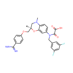 CN1C[C@](C)(COc2ccc(C(=N)N)cc2)Oc2cc(N(Cc3cc(F)cc(F)c3)C(=O)C(=O)O)ccc21 ZINC000073197143