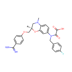 CN1C[C@](C)(COc2ccc(C(=N)N)cc2)Oc2cc(N(Cc3ccc(F)cc3)C(=O)C(=O)O)ccc21 ZINC000073258964