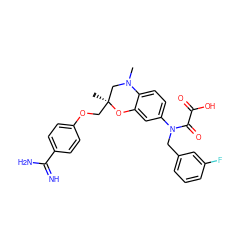 CN1C[C@](C)(COc2ccc(C(=N)N)cc2)Oc2cc(N(Cc3cccc(F)c3)C(=O)C(=O)O)ccc21 ZINC000073274065