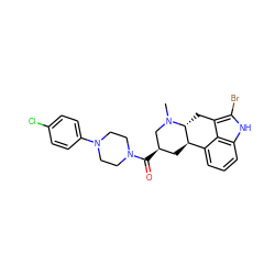 CN1C[C@H](C(=O)N2CCN(c3ccc(Cl)cc3)CC2)C[C@@H]2c3cccc4[nH]c(Br)c(c34)C[C@H]21 ZINC000029038718