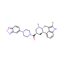 CN1C[C@H](C(=O)N2CCN(c3ccc4nonc4c3)CC2)C[C@@H]2c3cccc4[nH]c(Br)c(c34)C[C@H]21 ZINC000029038760