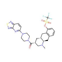 CN1C[C@H](C(=O)N2CCN(c3ccc4nsnc4n3)CC2)C[C@@H]2Cc3c(cccc3OS(=O)(=O)C(F)(F)F)C[C@H]21 ZINC000043606289