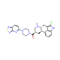 CN1C[C@H](C(=O)N2CCN(c3ccc4nsnc4n3)CC2)C[C@@H]2c3cccc4[nH]c(Cl)c(c34)C[C@H]21 ZINC000029038763