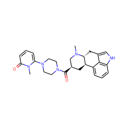 CN1C[C@H](C(=O)N2CCN(c3cccc(=O)n3C)CC2)C[C@@H]2c3cccc4[nH]cc(c34)C[C@H]21 ZINC000029038692