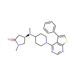 CN1C[C@H](N(C)C2CCN(c3ncnc4scc(-c5ccccc5)c34)CC2)CC1=O ZINC000653763580