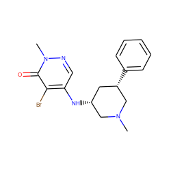 CN1C[C@H](Nc2cnn(C)c(=O)c2Br)C[C@H](c2ccccc2)C1 ZINC001569989243