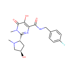 CN1C[C@H](O)C[C@H]1c1nc(C(=O)NCc2ccc(F)cc2)c(O)c(=O)n1C ZINC000014979208