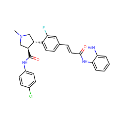 CN1C[C@H](c2ccc(/C=C/C(=O)Nc3ccccc3N)cc2F)[C@@H](C(=O)Nc2ccc(Cl)cc2)C1 ZINC000095572157