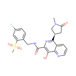 CN1C[C@H](c2nc(C(=O)NCc3ccc(F)cc3S(C)(=O)=O)c(O)c3ncccc23)CC1=O ZINC000040917616