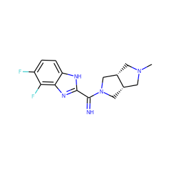 CN1C[C@H]2CN(C(=N)c3nc4c(F)c(F)ccc4[nH]3)C[C@H]2C1 ZINC000082158228