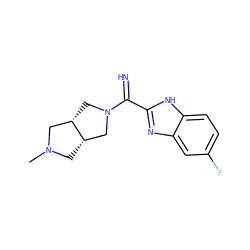 CN1C[C@H]2CN(C(=N)c3nc4cc(F)ccc4[nH]3)C[C@H]2C1 ZINC000082158229