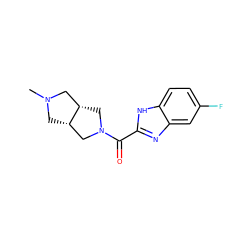 CN1C[C@H]2CN(C(=O)c3nc4cc(F)ccc4[nH]3)C[C@H]2C1 ZINC000073156215