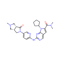 CN1C[C@H]2CN(c3ccc(Nc4ncc5cc(C(=O)N(C)C)n(C6CCCC6)c5n4)nc3)C(=O)[C@H]2C1 ZINC000118594342