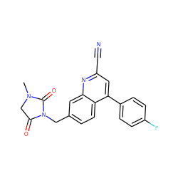 CN1CC(=O)N(Cc2ccc3c(-c4ccc(F)cc4)cc(C#N)nc3c2)C1=O ZINC000205628866