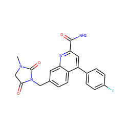 CN1CC(=O)N(Cc2ccc3c(-c4ccc(F)cc4)cc(C(N)=O)nc3c2)C1=O ZINC000205664924