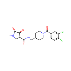 CN1CC(C(=O)NCC2CCN(C(=O)c3ccc(Cl)c(Cl)c3)CC2)C(=O)C1=O ZINC000219142903