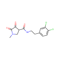 CN1CC(C(=O)NCCc2ccc(Cl)c(Cl)c2)C(=O)C1=O ZINC000223857872