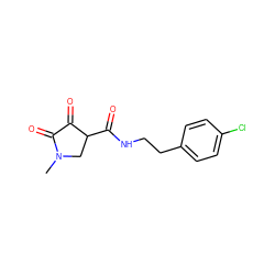 CN1CC(C(=O)NCCc2ccc(Cl)cc2)C(=O)C1=O ZINC000141934989