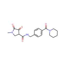 CN1CC(C(=O)NCc2ccc(C(=O)N3CCCCC3)cc2)C(=O)C1=O ZINC000219167661