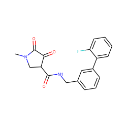 CN1CC(C(=O)NCc2cccc(-c3ccccc3F)c2)C(=O)C1=O ZINC000219150226