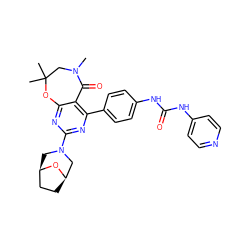 CN1CC(C)(C)Oc2nc(N3C[C@@H]4CC[C@H](C3)O4)nc(-c3ccc(NC(=O)Nc4ccncc4)cc3)c2C1=O ZINC000205348786