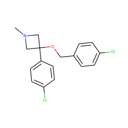 CN1CC(OCc2ccc(Cl)cc2)(c2ccc(Cl)cc2)C1 ZINC000096924131