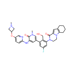 CN1CC(Oc2ccc(Nc3cc(-c4cc(F)cc(N5CCn6c(cc7c6CCCC7)C5=O)c4CO)cn(C)c3=O)nc2)C1 ZINC000116056215