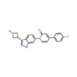 CN1CC(c2c[nH]c3cc(-n4ccc(-c5ccc(Cl)cc5)cc4=O)ccc23)C1 ZINC000043208506