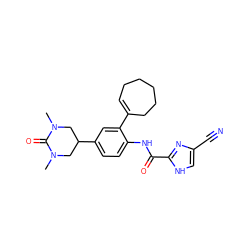 CN1CC(c2ccc(NC(=O)c3nc(C#N)c[nH]3)c(C3=CCCCCC3)c2)CN(C)C1=O ZINC000053230638