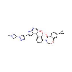 CN1CC(n2cc(-c3cc4c(-c5cccc(N6CCOc7cc(C8CC8)ccc7C6=O)c5CO)ccnc4[nH]3)cn2)C1 ZINC001772629966