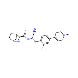 CN1CC=C(c2ccc(C[C@@H](C#N)NC(=O)[C@H]3N[C@@H]4CC[C@H]3C4)c(F)c2)CC1 ZINC000219301181