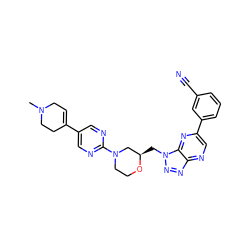 CN1CC=C(c2cnc(N3CCO[C@H](Cn4nnc5ncc(-c6cccc(C#N)c6)nc54)C3)nc2)CC1 ZINC001772617647