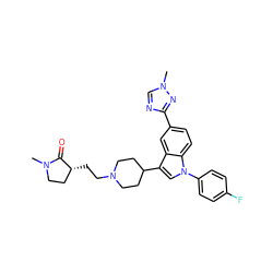 CN1CC[C@@H](CCN2CCC(c3cn(-c4ccc(F)cc4)c4ccc(-c5ncn(C)n5)cc34)CC2)C1=O ZINC000013493019