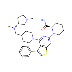 CN1CC[C@@H](N(C)CC2CCN(c3nc(N4CCCC[C@@H]4C(N)=O)nc4scc(-c5ccccc5)c34)CC2)C1 ZINC000146455809