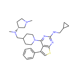 CN1CC[C@@H](N(C)CC2CCN(c3nc(NCC4CC4)nc4scc(-c5ccccc5)c34)CC2)C1 ZINC000653754934