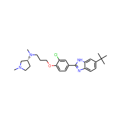 CN1CC[C@@H](N(C)CCCOc2ccc(-c3nc4ccc(C(C)(C)C)cc4[nH]3)cc2Cl)C1 ZINC000049050596