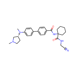 CN1CC[C@@H](N(C)c2ccc(-c3ccc(C(=O)NC4(C(=O)NCC#N)CCCCC4)cc3)cc2)C1 ZINC000013676340