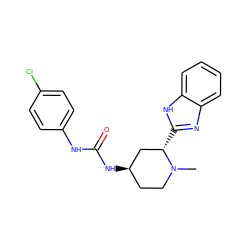 CN1CC[C@@H](NC(=O)Nc2ccc(Cl)cc2)C[C@@H]1c1nc2ccccc2[nH]1 ZINC000084705574